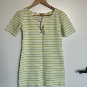 Casual sports outdoor dress, Lime green and white striped, XS